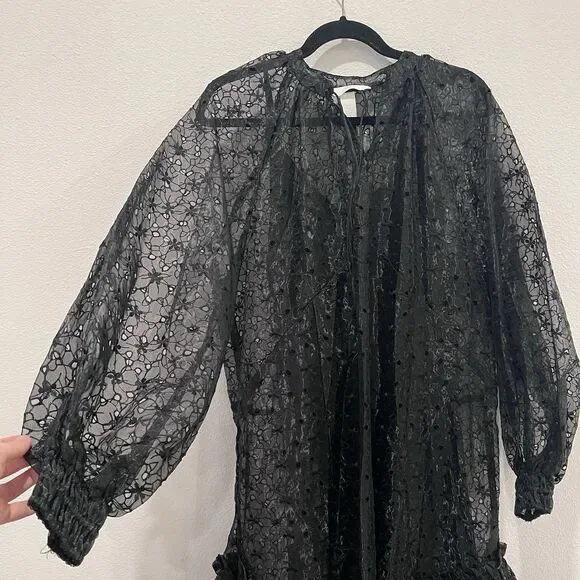 H&M HM Conscious Organza Kaftan DRESS Black BLOGGERS SOLD OUT STYLE Medium - Picture 5 of 11